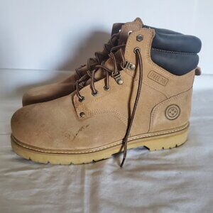 Wrangler Work Wear Tan Steel Toe Boots, Men's Size 13W, Oil Resistant Almost New